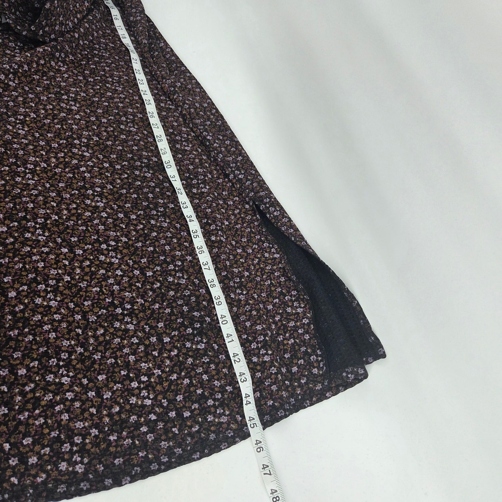 ASOS DESIGN Petite Midi Dress 10 Black Floral Puff Sleeve Boho Cottagecore - Picture 7 of 7